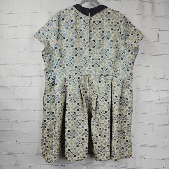 ModCloth Floral Geometric Pattern Dress Collar Pockets Womens 4XL Short Sleeve - Picture 2 of 16